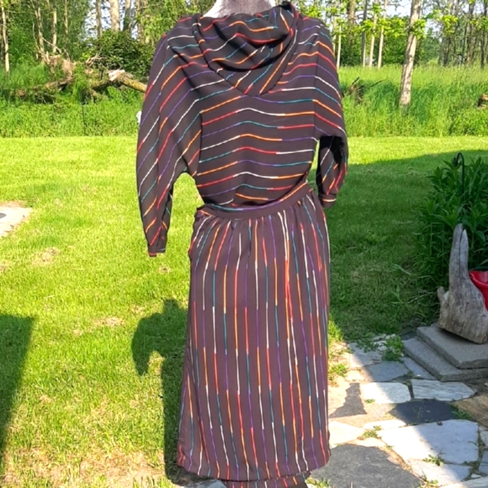 FRITZI 70's✌Vintage 2piece Blouse/Lined Skirt Set Sz S